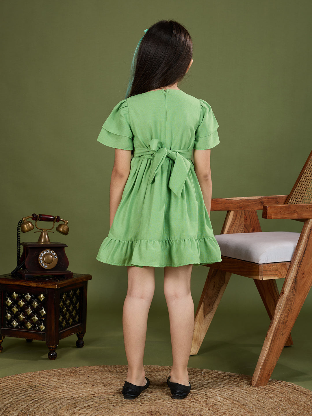 TINY TWILLS "Girls Cotton Embroidered Frock with Cartoon Motif – Casual Summer Dress"