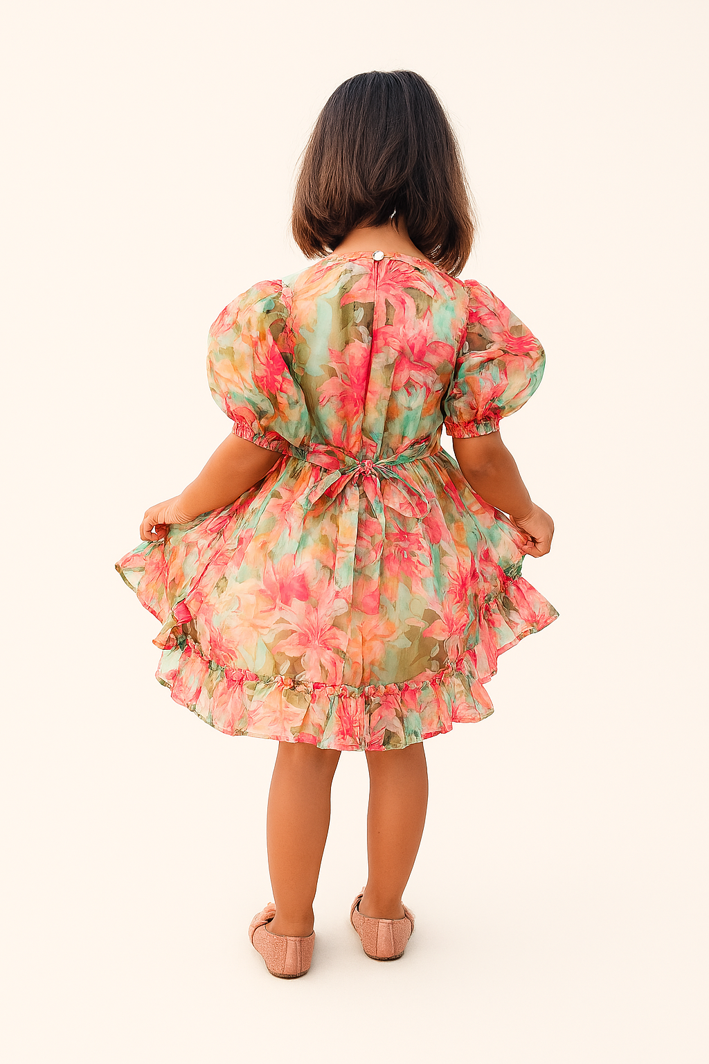 Tiny Twills Digital Printed Flower Girls Wear Organza Frock