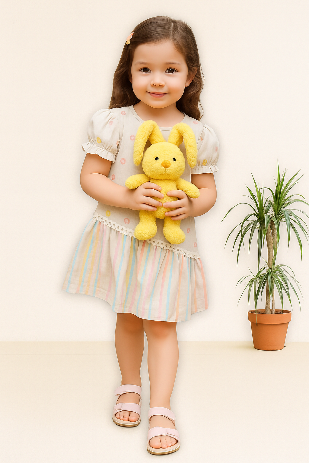 TINY TWILLS A Line Frock With Two Fabric Combination