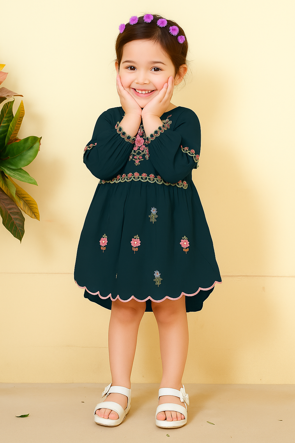 TINY TWILLS RAYON JACQUARD EMBROIDERED FROCK