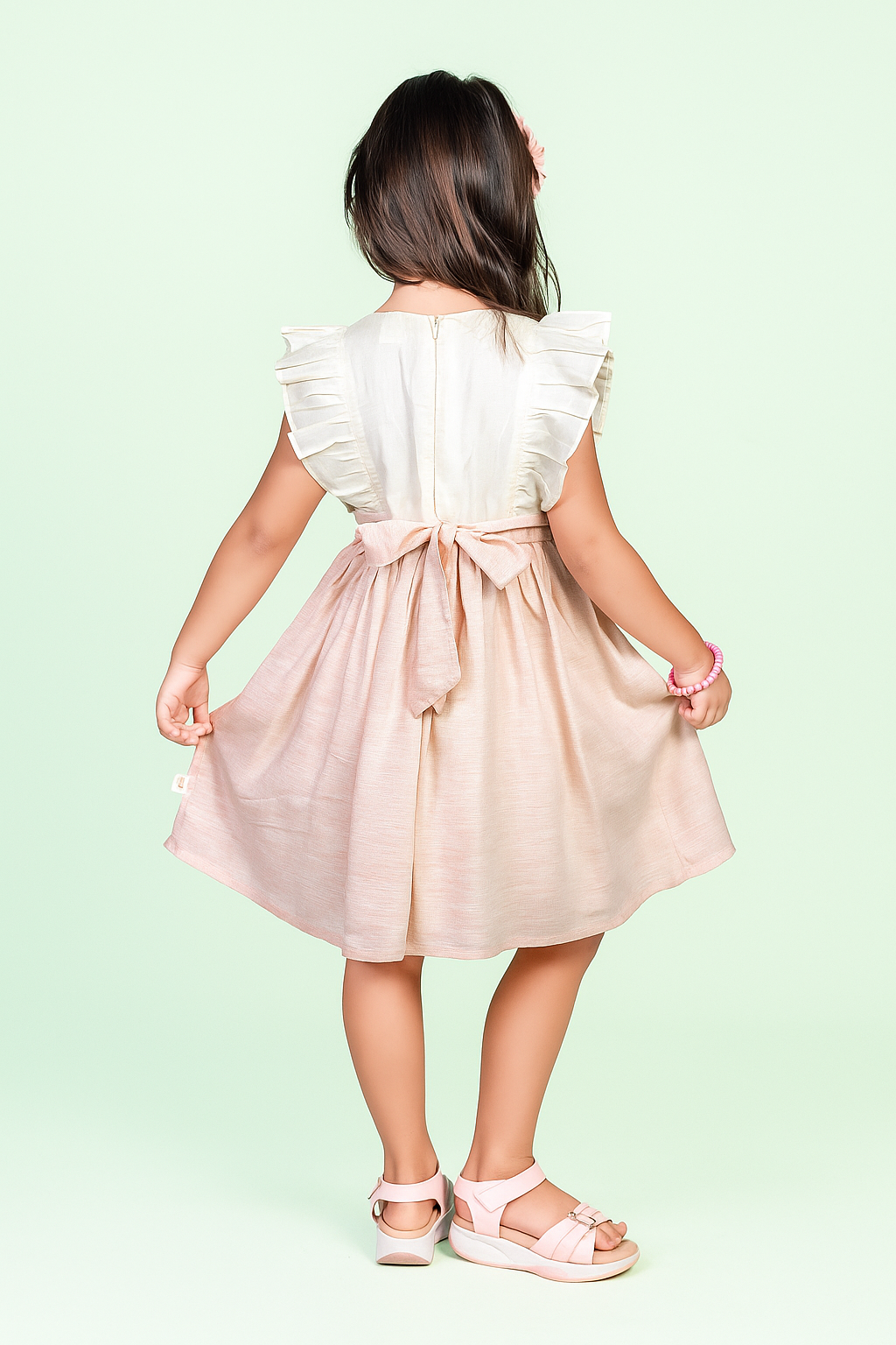 TINY TWILLS Unicorn Embroidered Dress With Tassels On Waist