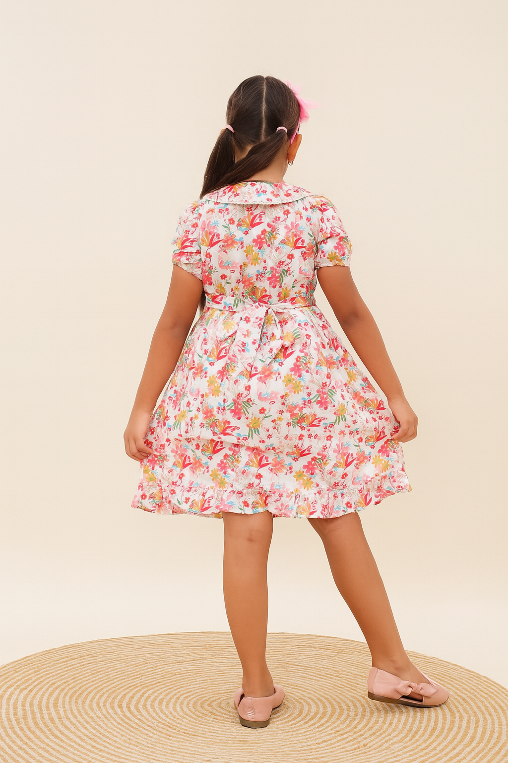Tiny Twills Aari Work Flower Printed western wear Girls Frock
