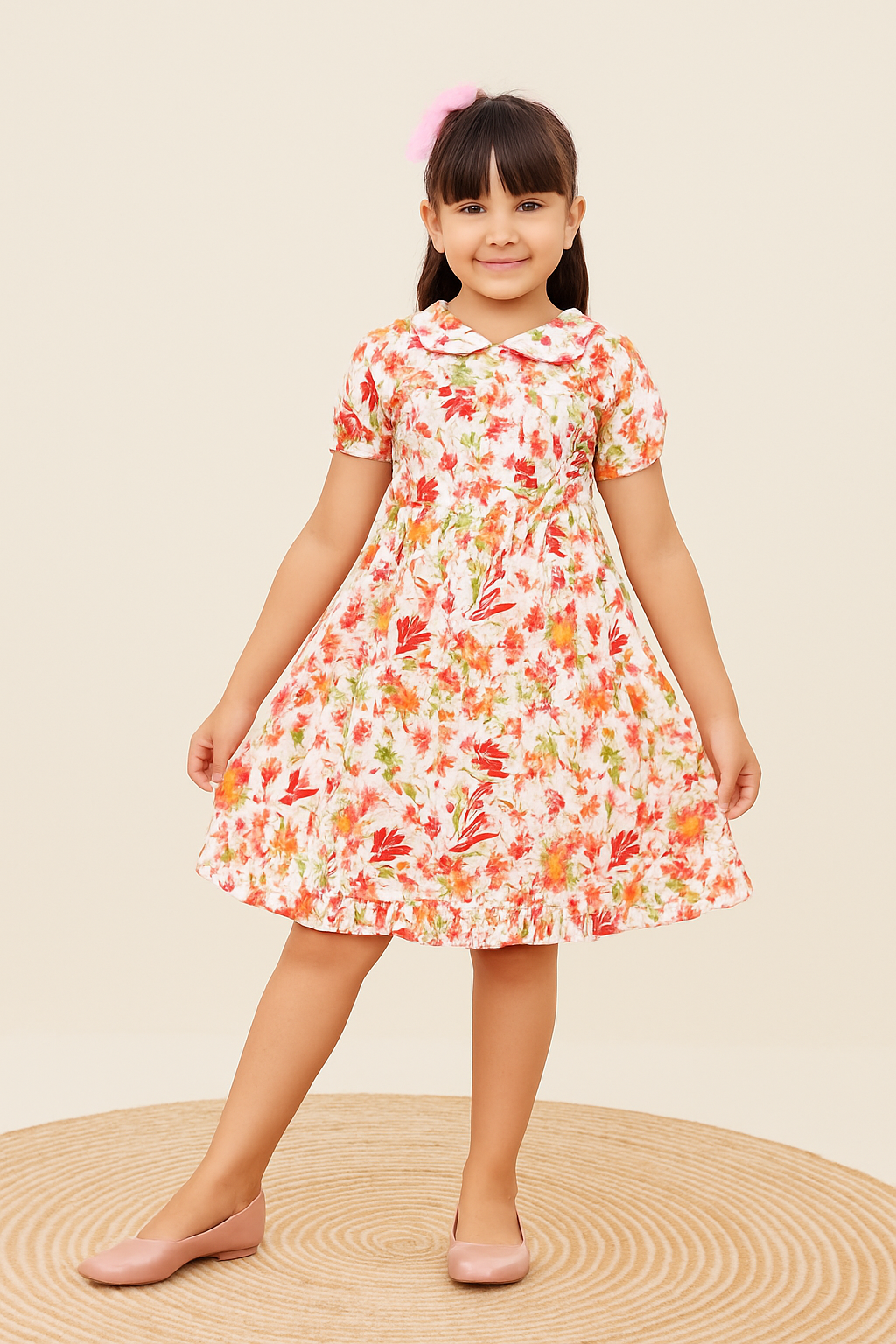 Tiny Twills Aari Work Flower Printed western wear Girls Frock