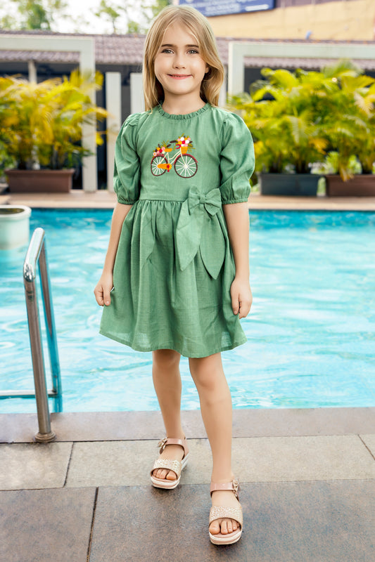 BICYCLE EMBROIDERED  FROCK