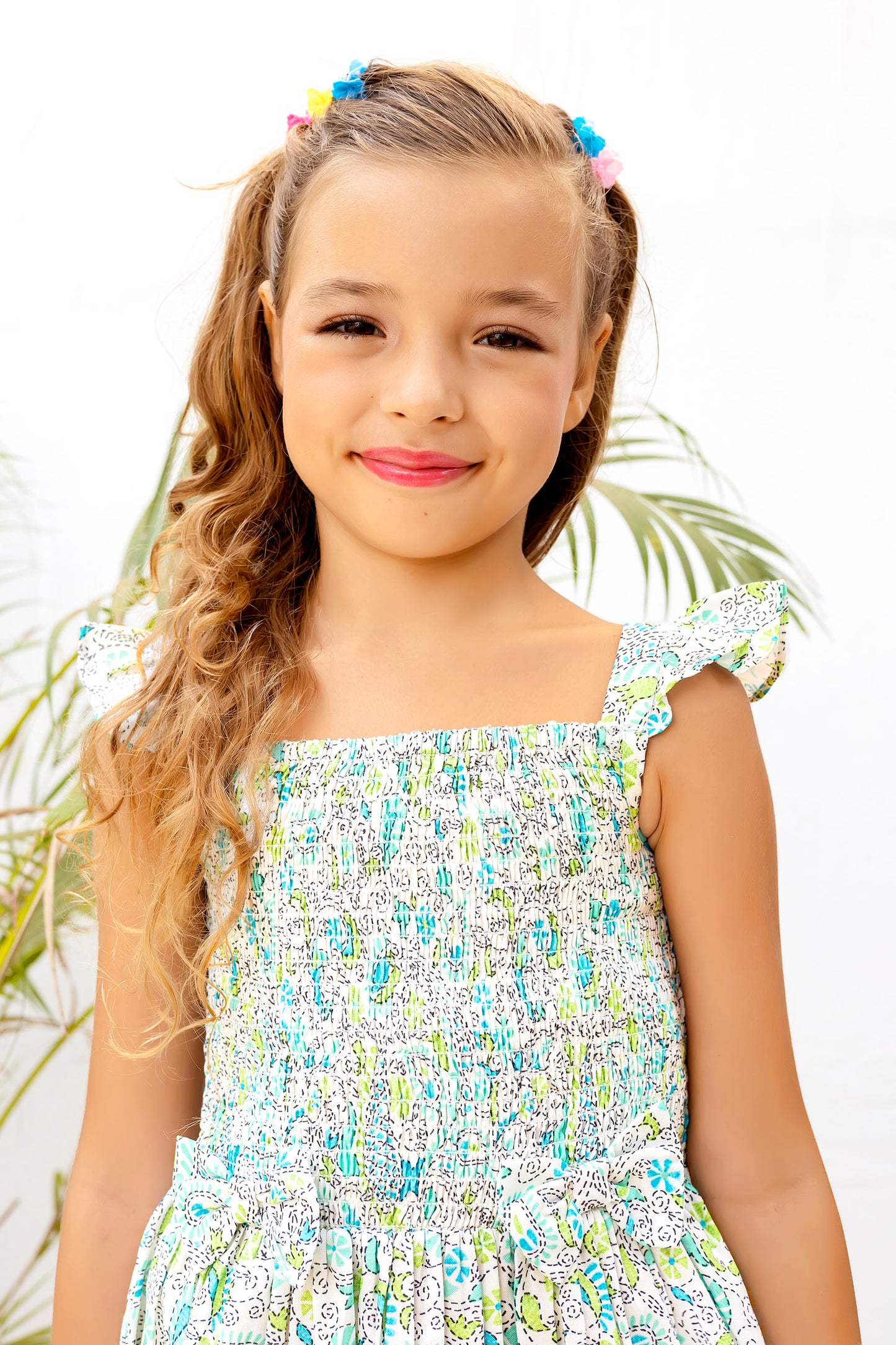 Tiny Twills Kantha Printed Smocked Girls Wear Dress