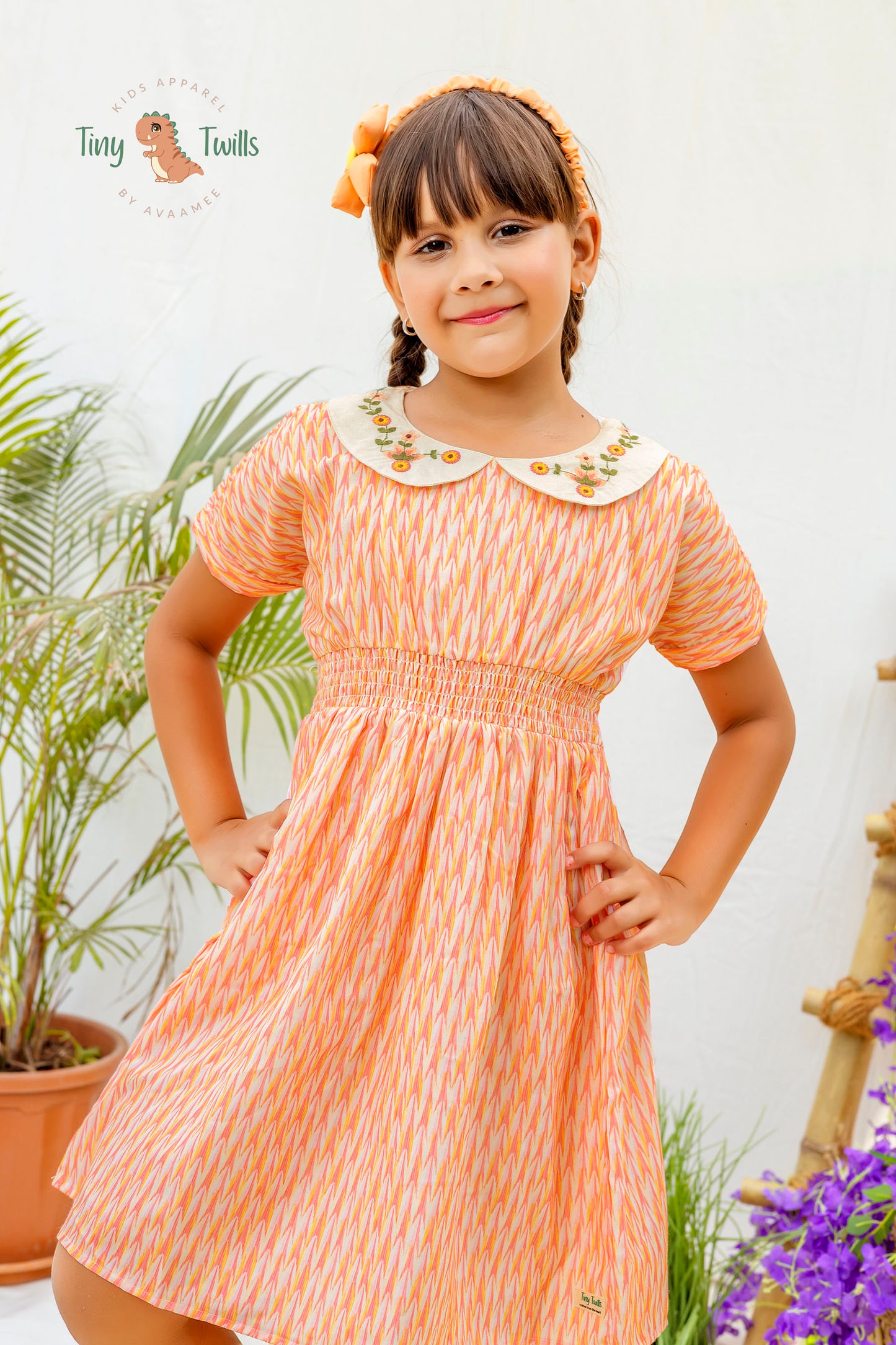 Tiny Twills Printed short sleeve kids wear frock