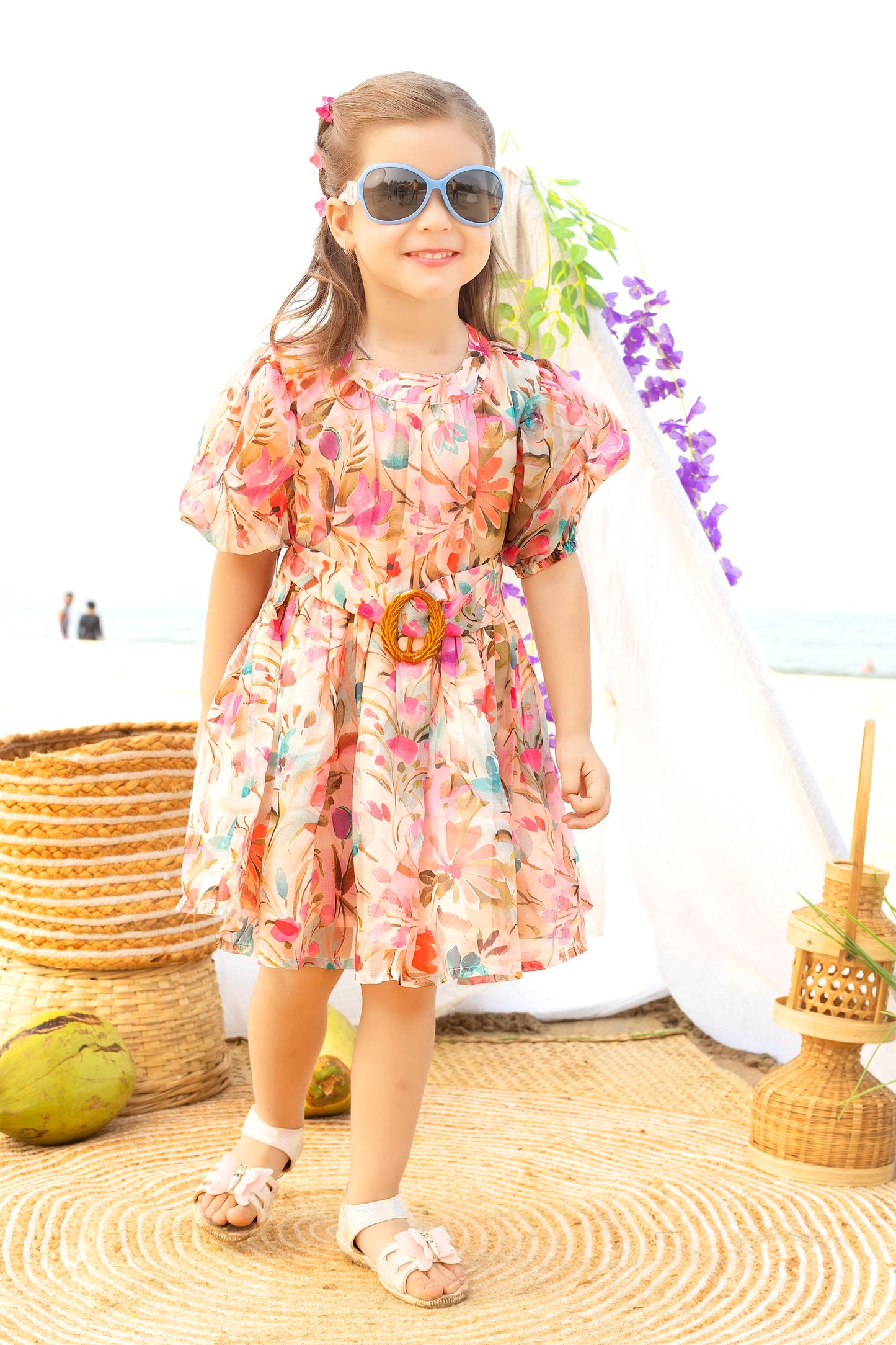 Tiny Twills Digital Printed Flower Girls Wear Organza Frock