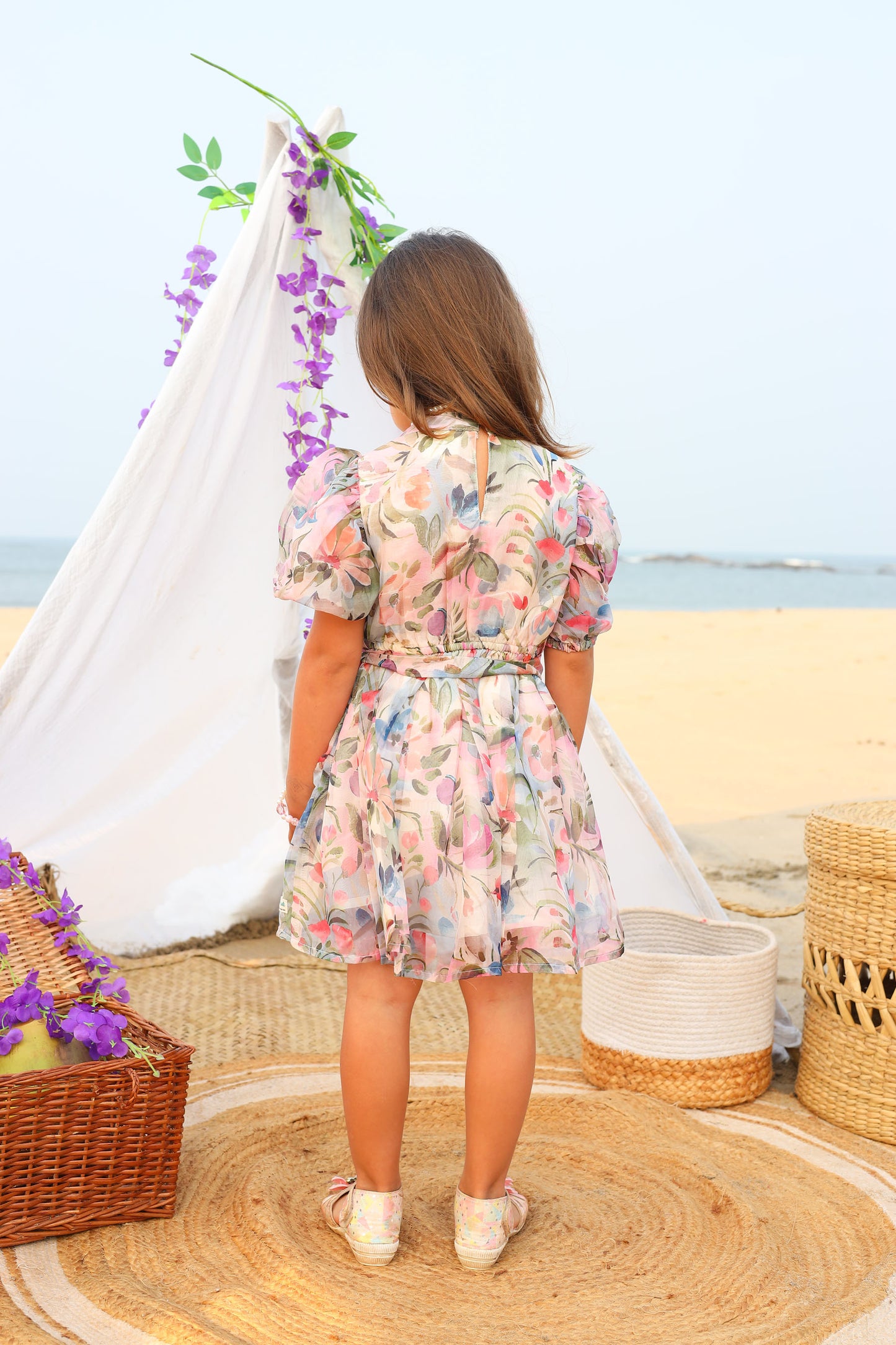 Tiny Twills Digital Printed Flower Girls Wear Organza Frock