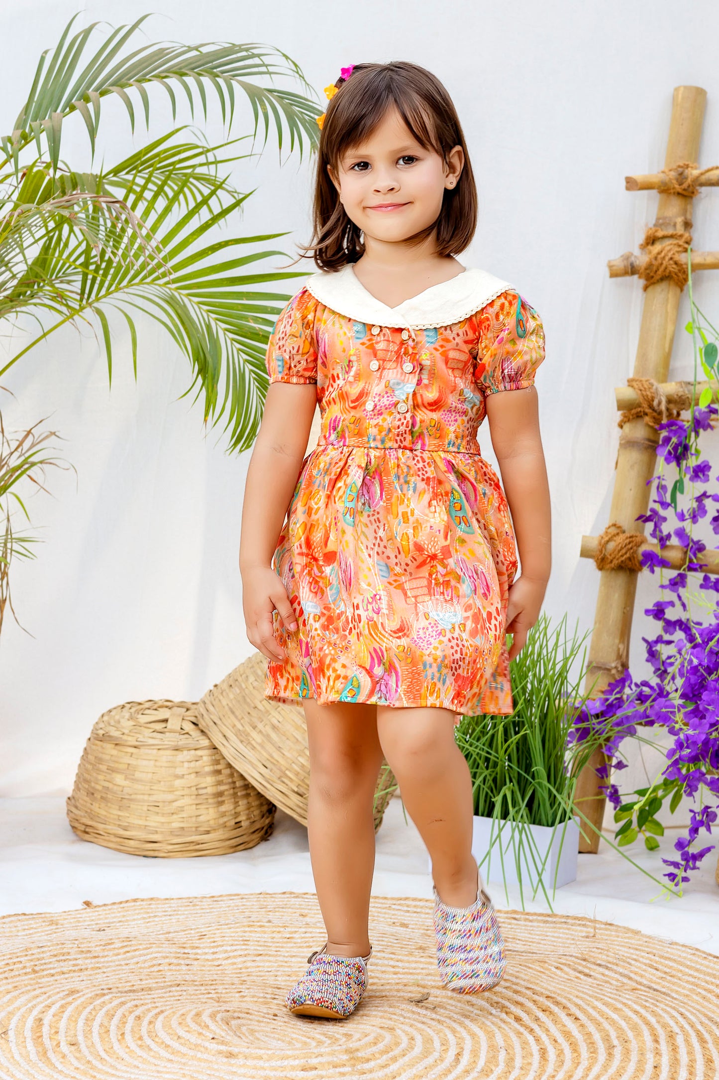 Tiny Twills Aari work  Printed girls wear  frock