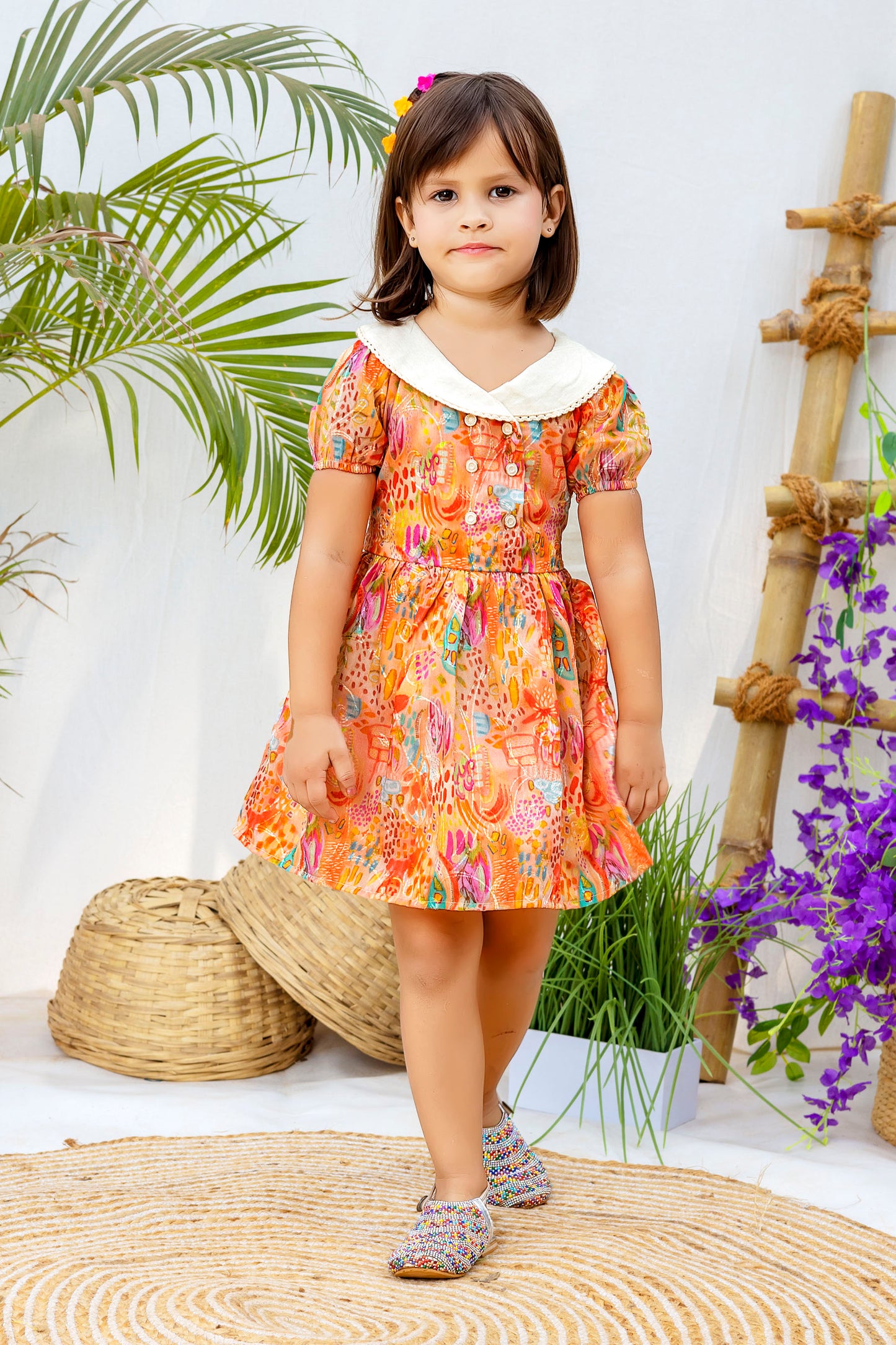 Tiny Twills Aari work  Printed girls wear  frock