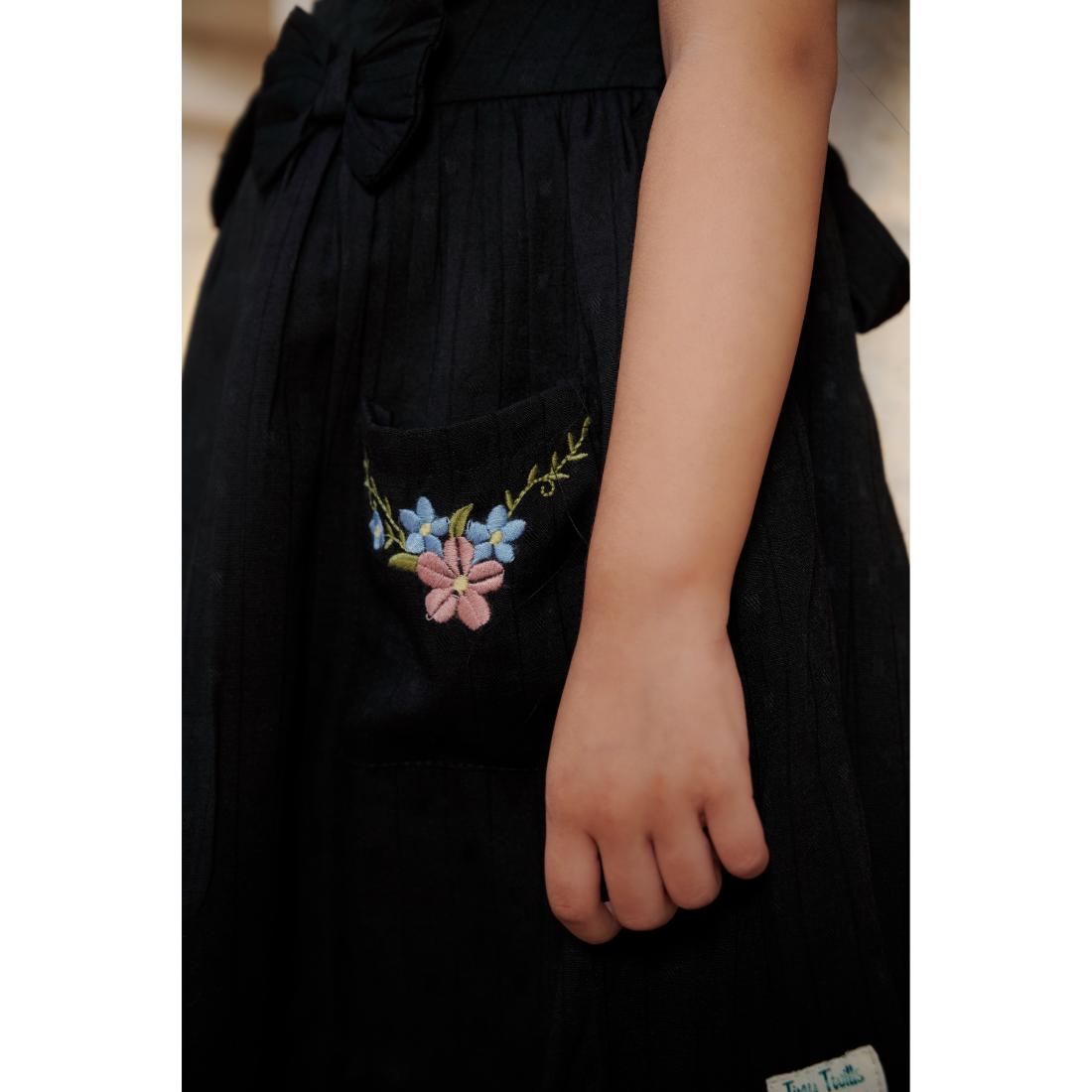 TINY TWILLS RAYON JACQUARD BUTTERFLY EMBROIDERED DRESS