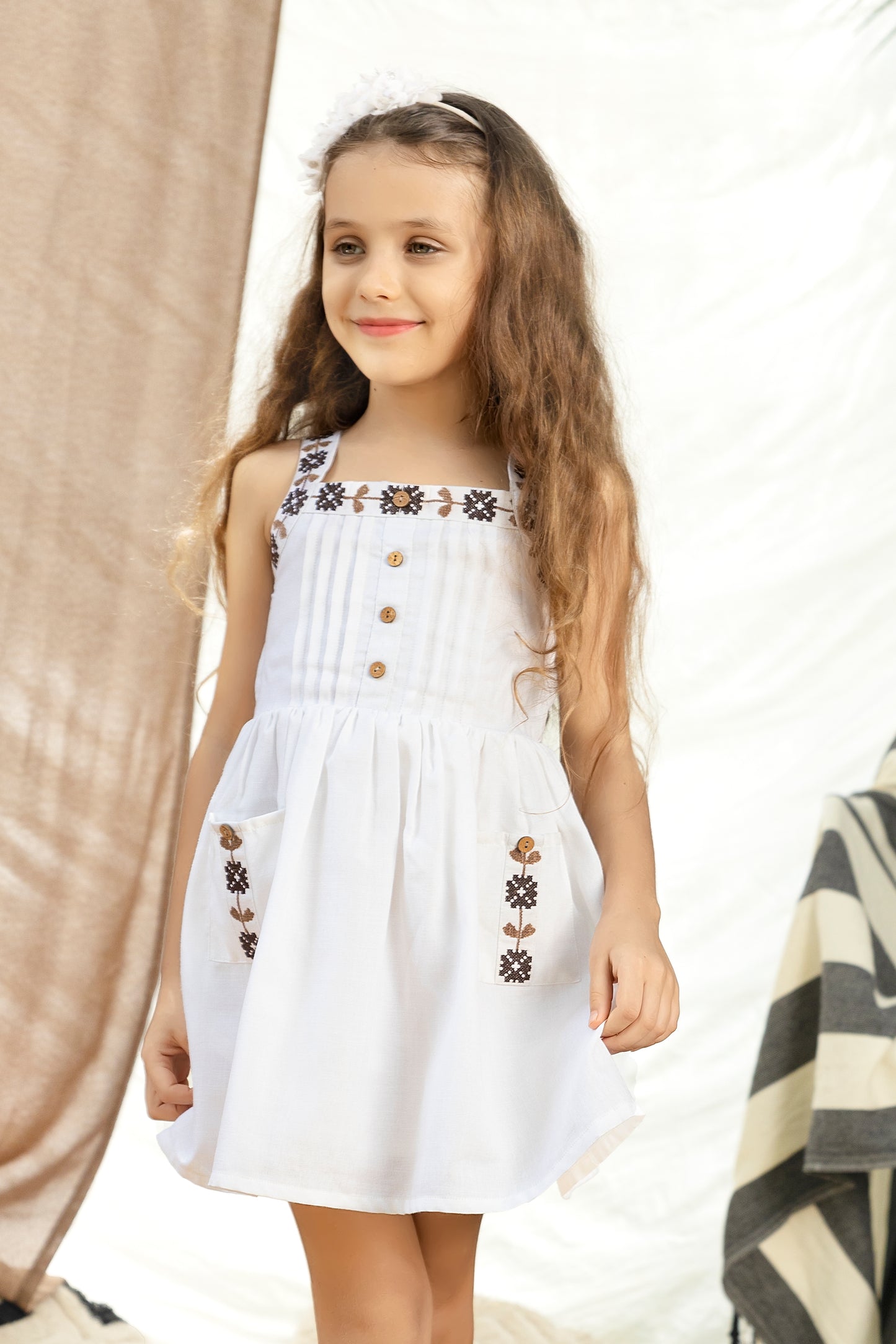 WHITE CROSS STITCH EMBROIDERED FROCK