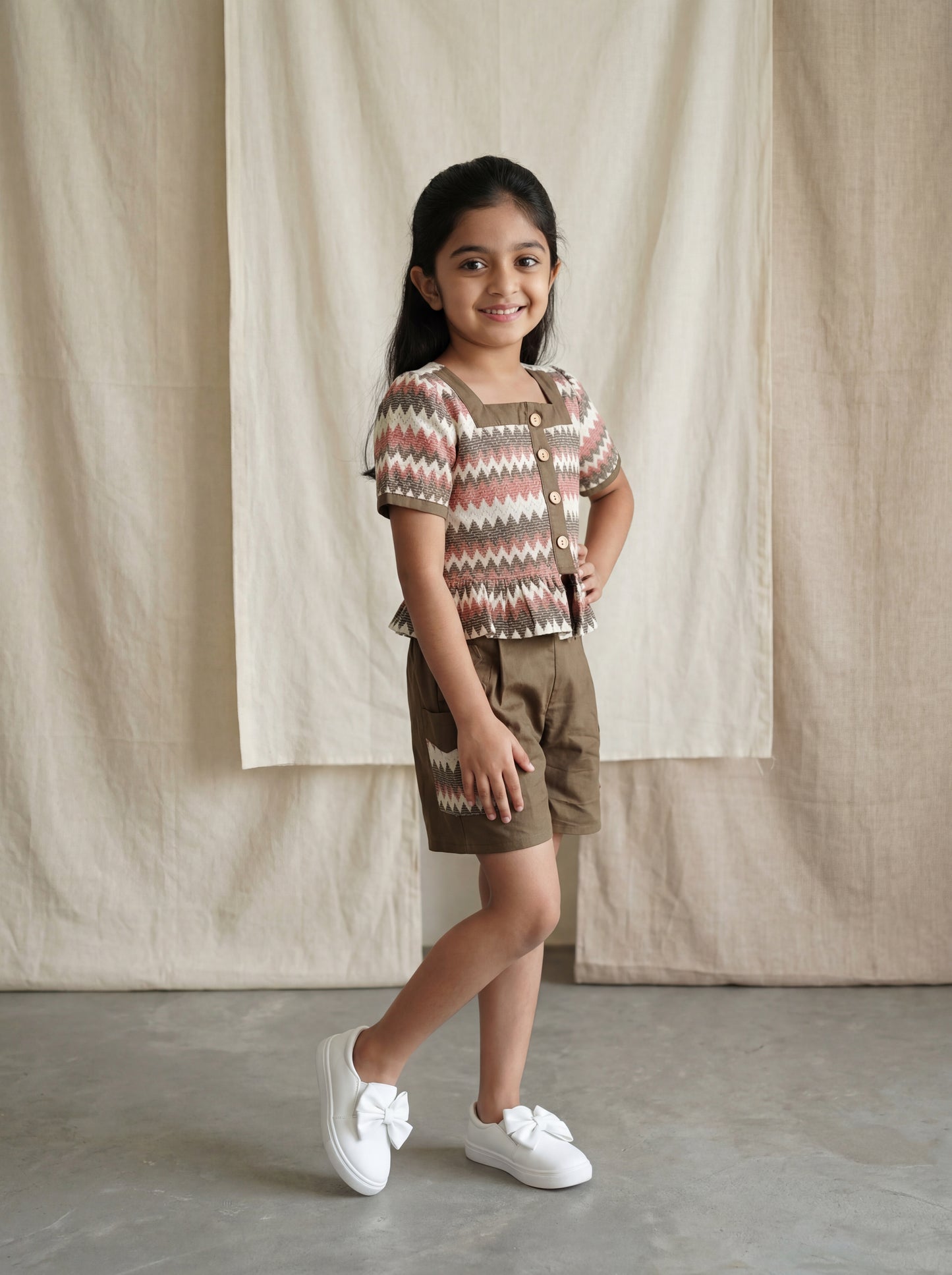 Chic Square Neck Crochet Top Featuring Wooden Buttons & Crochet Pocket Accents