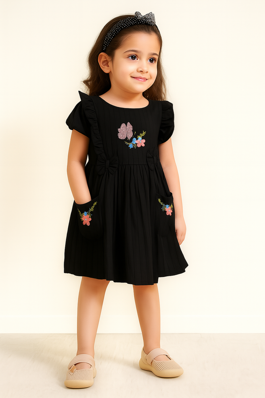 TINY TWILLS RAYON JACQUARD BUTTERFLY EMBROIDERED DRESS