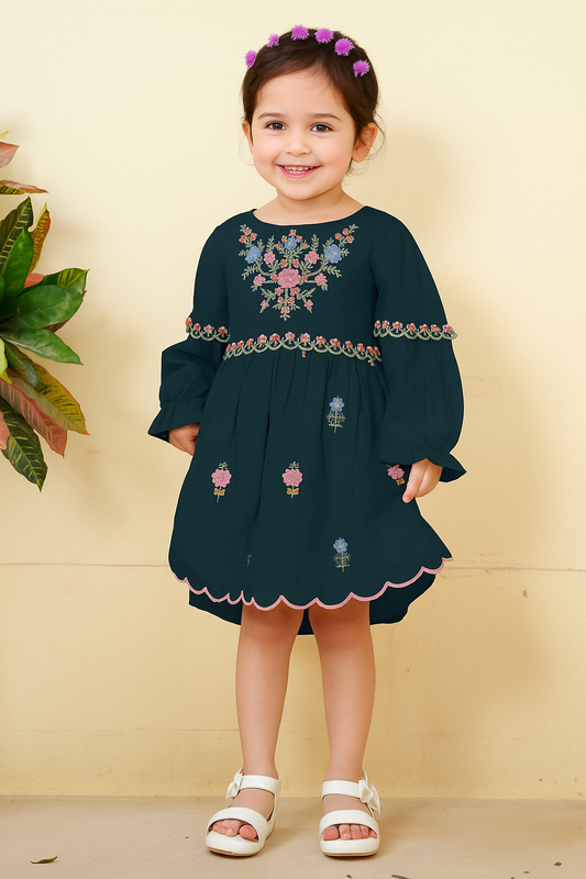 TINY TWILLS  RAYON JACQUARD EMBROIDERED FROCK