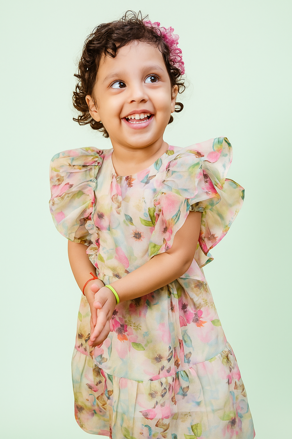 TINY TWILLS ORGANZA WATER COLOR PRINTED FROCK