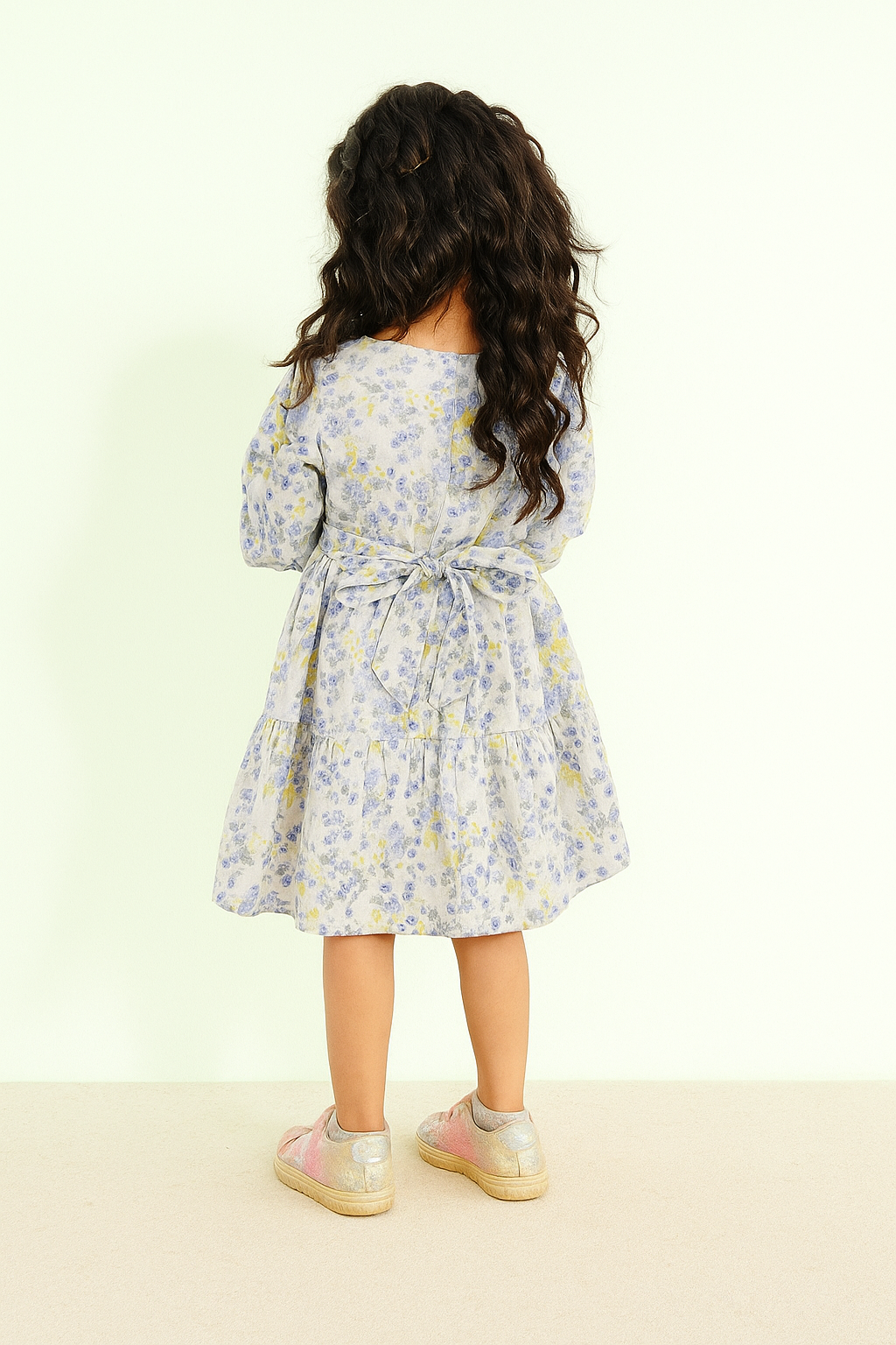 TINY TWILLS MUSLIN AARI SOFT FLORAL PRINTED TIERED FROCK