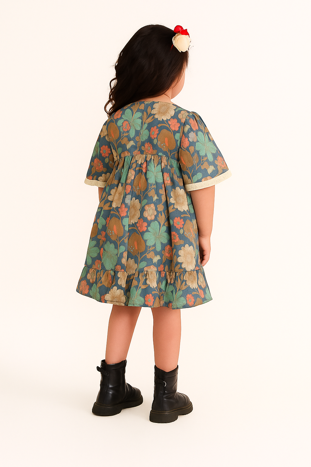 TINY TWILLS SHIMMER FLORAL PRINTED FIT & FLARED DRESS
